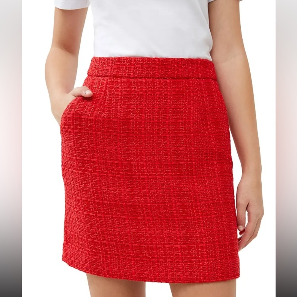 NWOT French Connection Red Boucle Tweed Mini Skirt size 0 $98